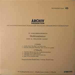 Orlandus Lassus, Singgemeinschaft Rudolf Lamy - 2 Lieder / 4 Villanelle Mp3