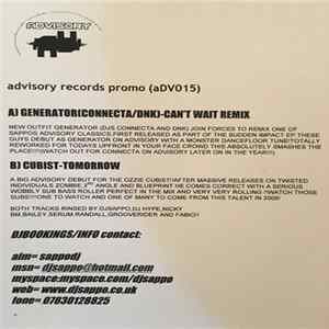 Cubist Vs Generator - Can't Wait / Tomorrow Mp3