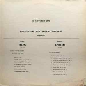 Alban Berg / Samuel Barber - Songs Of The Great Opera Composers, Volume 2 Mp3